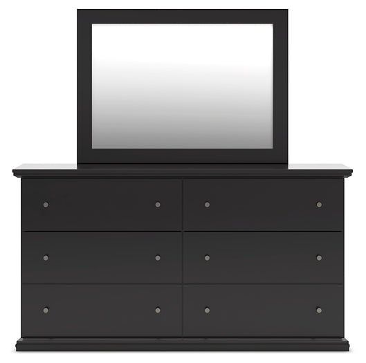 Maribel Queen Panel Bed with Mirrored Dresser, Chest and Nightstand