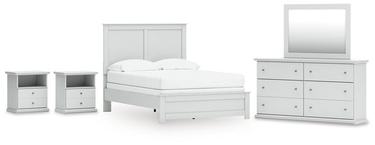 Bostwick Shoals Full Panel Bed with Mirrored Dresser and Nightstand
