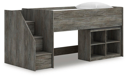 Frandern Twin Loft Bed with Bookcase Storage