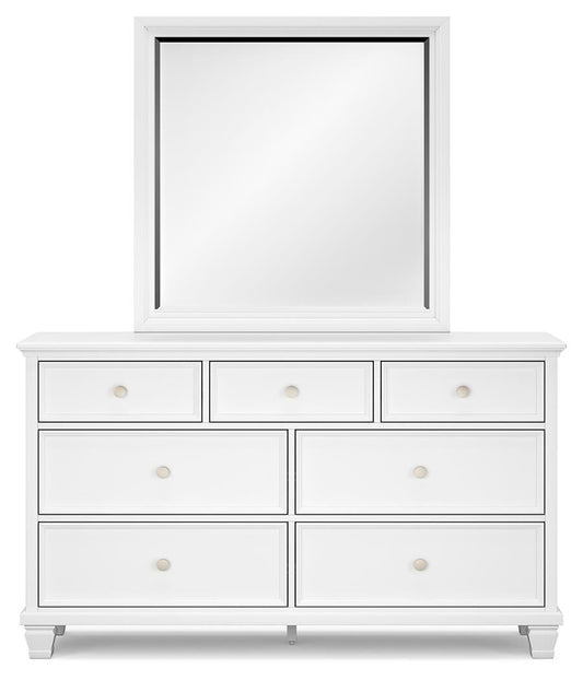 Fortman California King Panel Bed with Mirrored Dresser