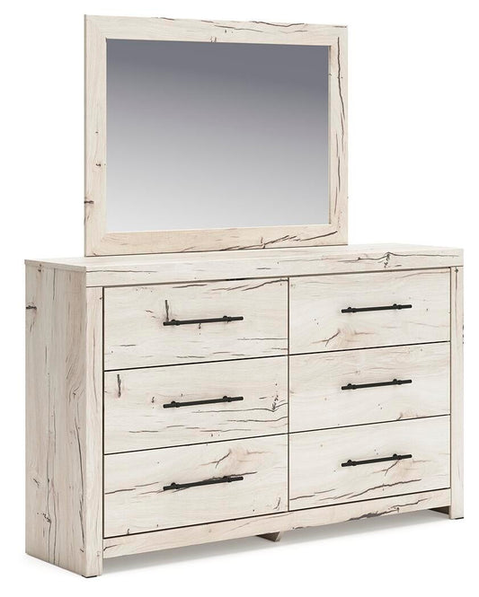 Lawroy Queen Panel Bed with Storage, Dresser, Mirror and Nightstand