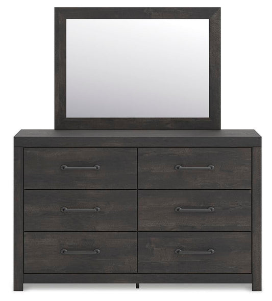 Delmorta Full Panel Bed, Dresser, Mirror and Nightstand