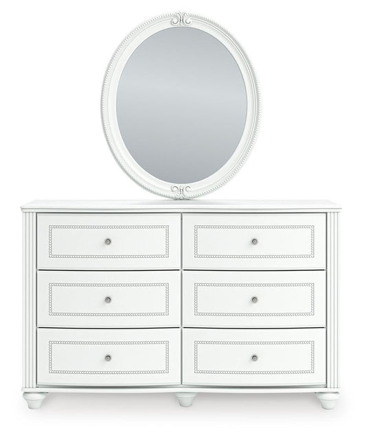 Maylilly Twin Upholstered Panel Storage Bed, Dresser and Mirror