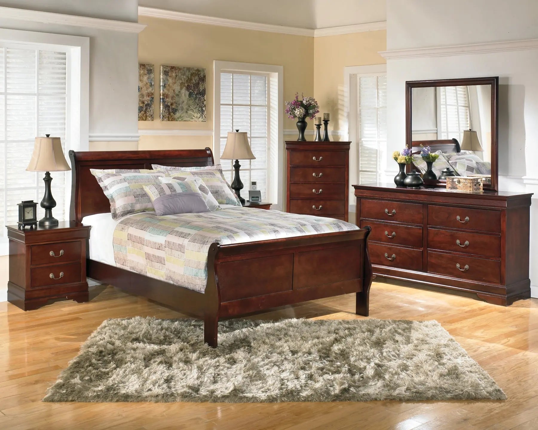 Alisdair Sleigh Bed With Mirrored Dresser, Chest And Nightstand at Lee Furniture, NC