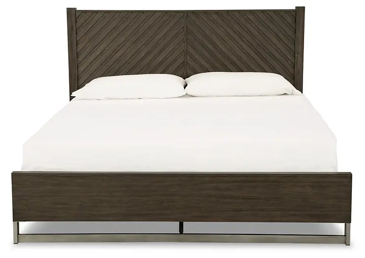 Arkenton California King Panel Bed with Mirrored Dresser, Chest and 2 Nightstands at Lee Furniture, NC