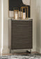 Arkenton California King Panel Bed with Mirrored Dresser, Chest and 2 Nightstands at Lee Furniture, NC