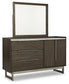 Arkenton California King Panel Bed with Mirrored Dresser, Chest and Nightstand at Lee Furniture, NC