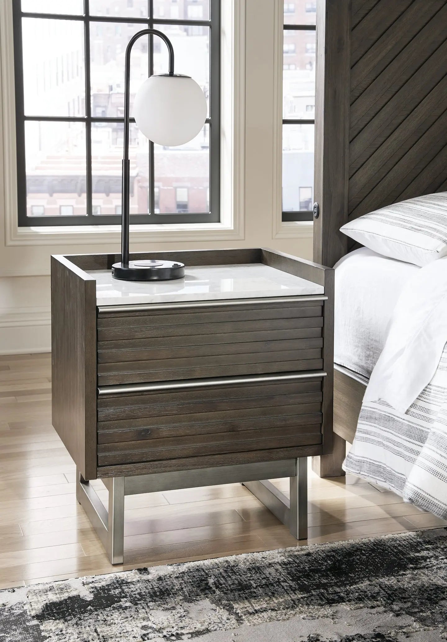 Arkenton California King Panel Bed with Mirrored Dresser and 2 Nightstands at Lee Furniture, NC