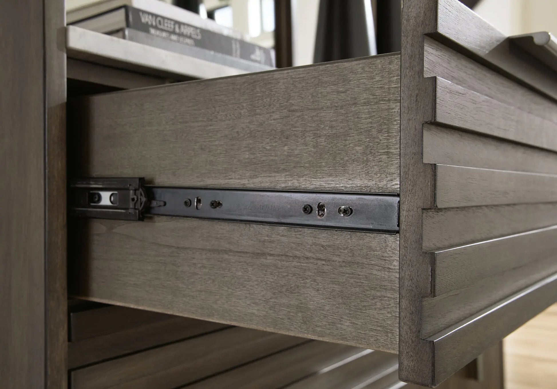 Arkenton California King Panel Bed with Mirrored Dresser at Lee Furniture, NC
