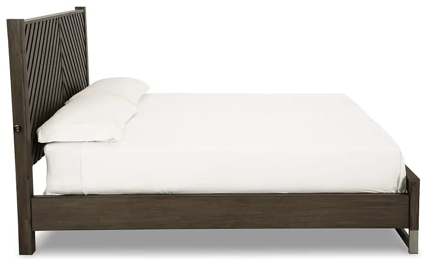 Arkenton California King Panel Bed with Mirrored Dresser at Lee Furniture, NC