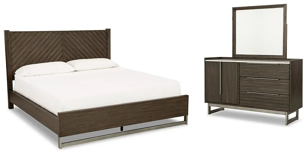 Arkenton Queen Panel Bed with Mirrored Dresser at Lee Furniture, NC