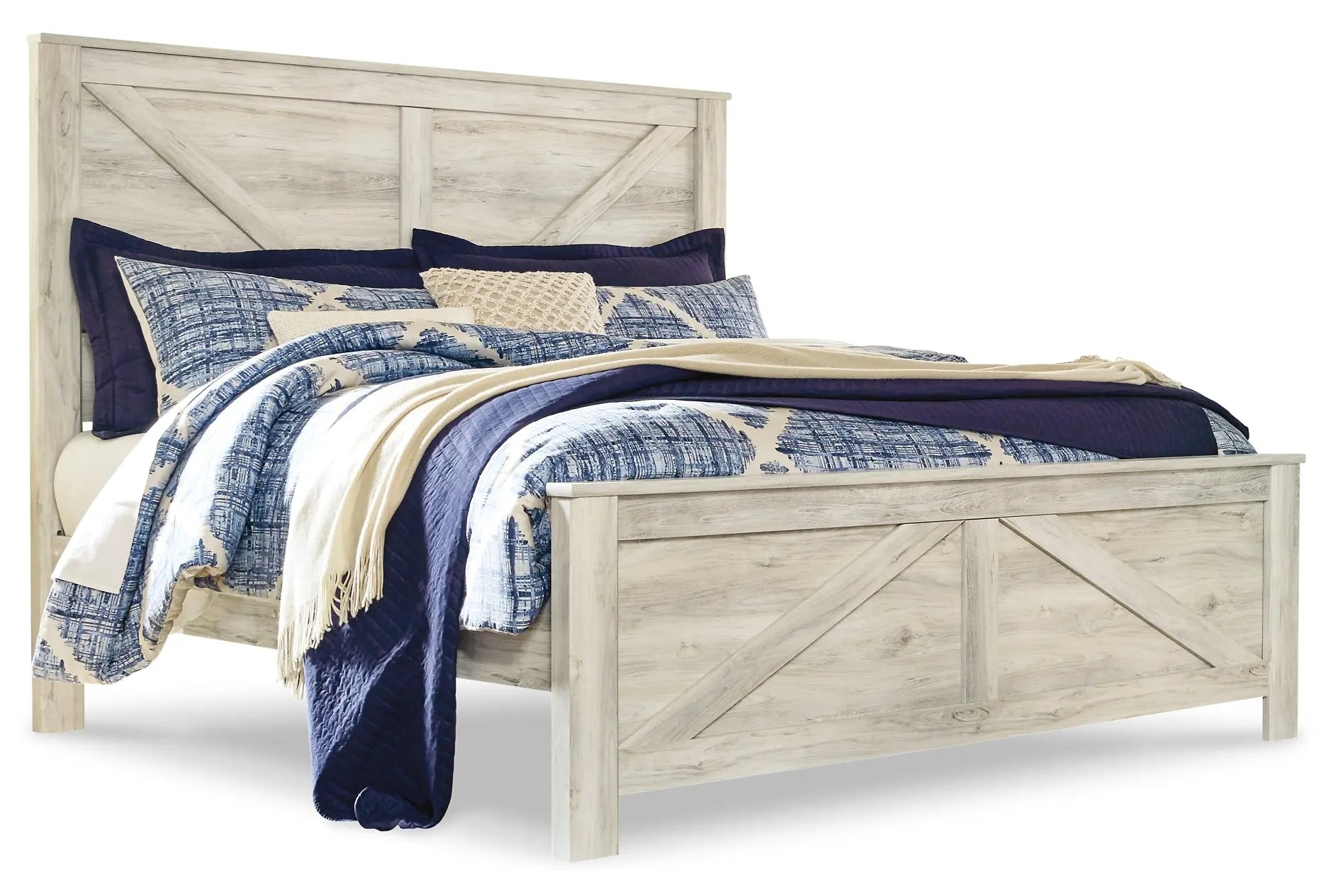 Bellaby Crossbuck Panel Bed With Mirrored Dresser And 2 Nightstands at Lee Furniture, NC