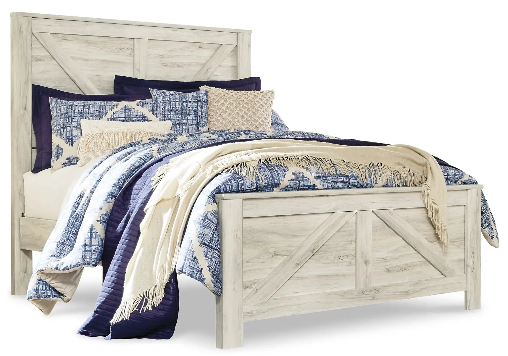 Bellaby Crossbuck Panel Bed With Mirrored Dresser at Lee Furniture, NC