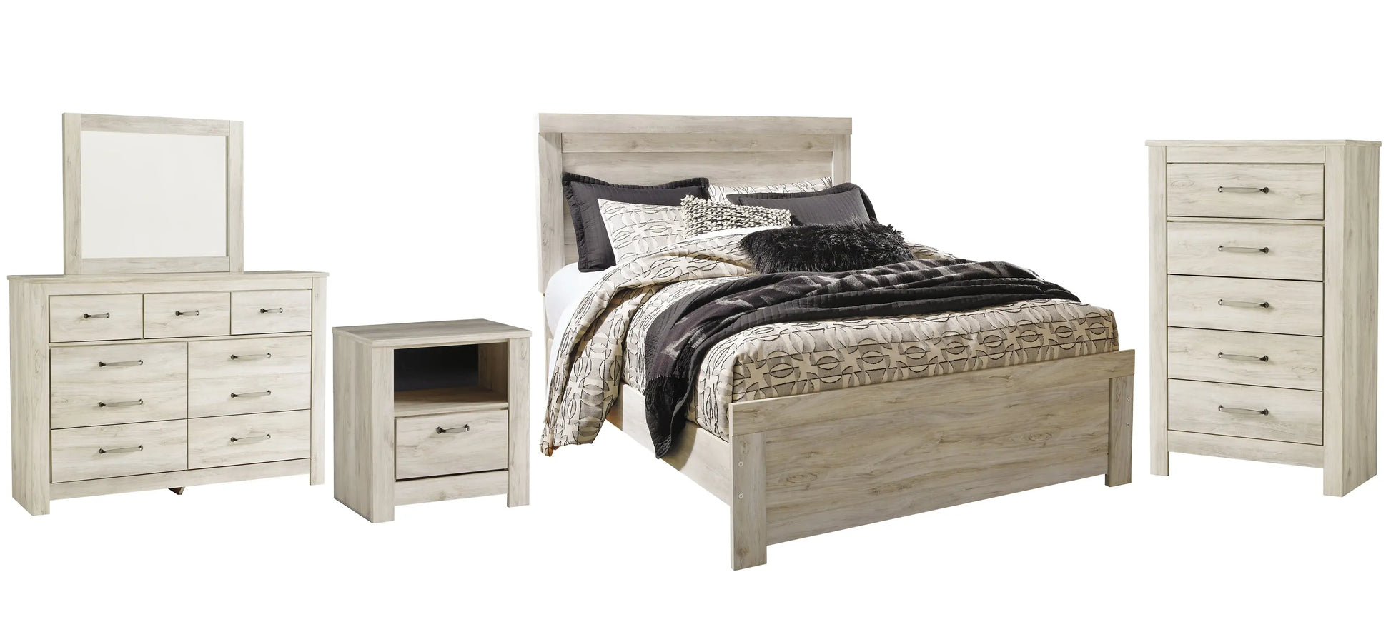 Bellaby Panel Bed With Mirrored Dresser, Chest And Nightstand at Lee Furniture, NC