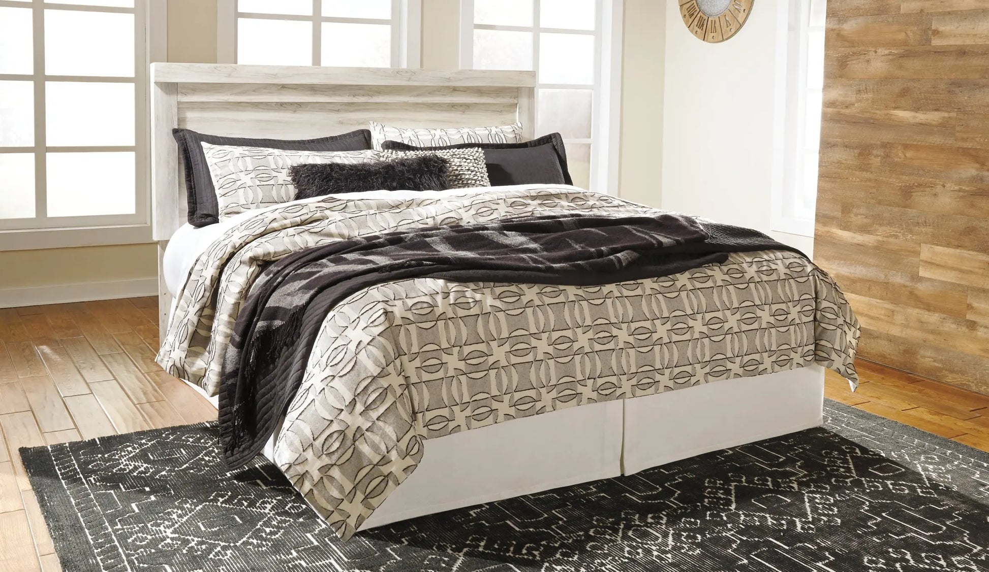 Bellaby Panel Headboard With Mirrored Dresser at Lee Furniture, NC