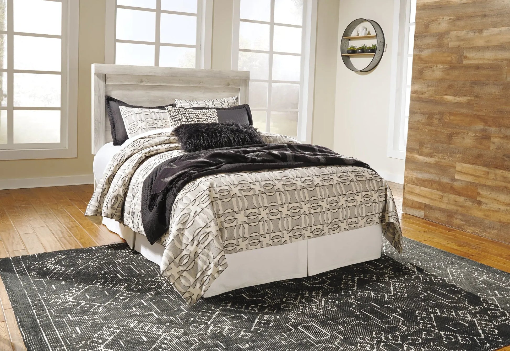 Bellaby Panel Headboard With Mirrored Dresser at Lee Furniture, NC