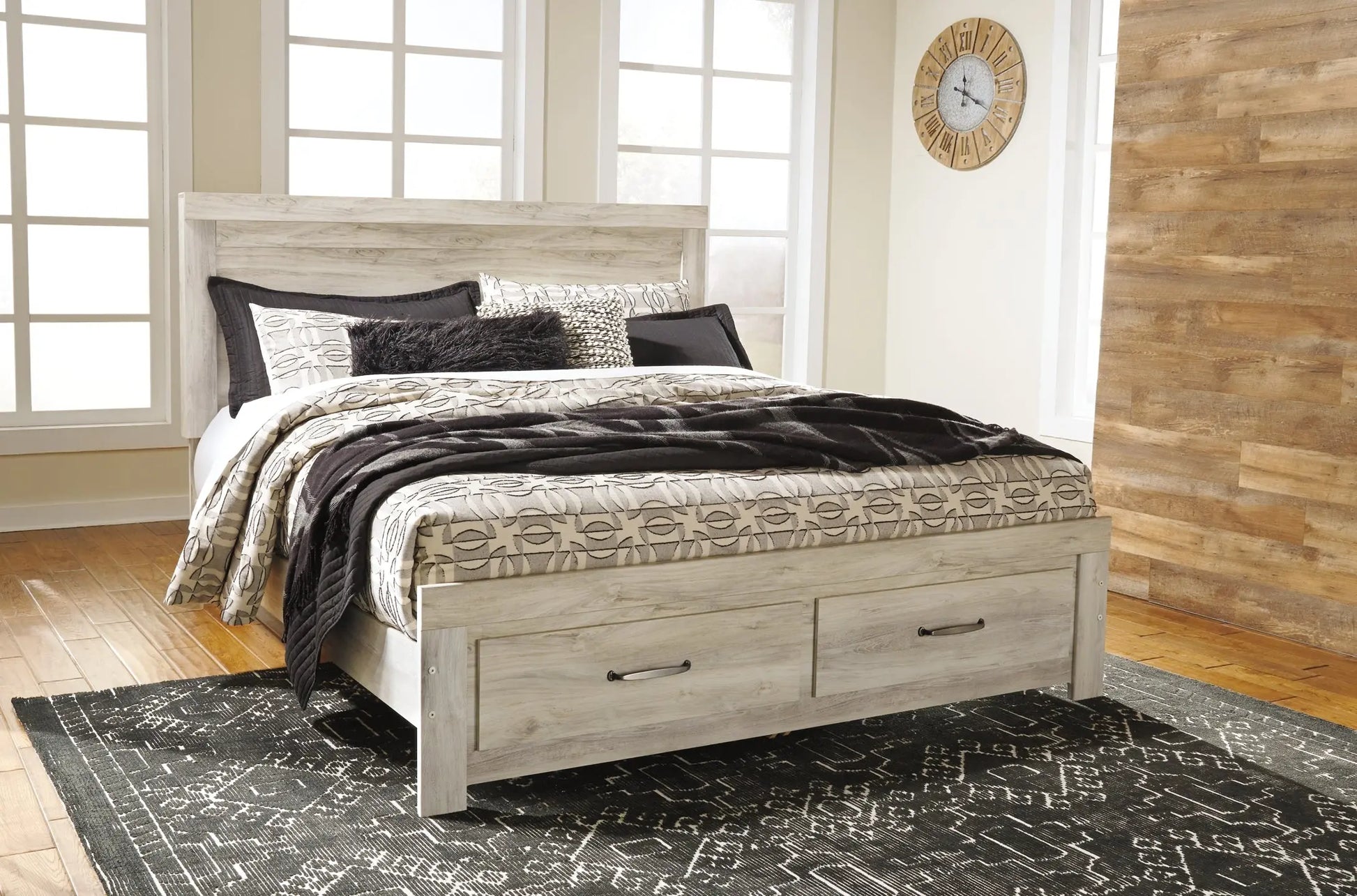 Bellaby Platform Bed With 2 Storage Drawers With Mirrored Dresser And 2 Nightstands at Lee Furniture, NC