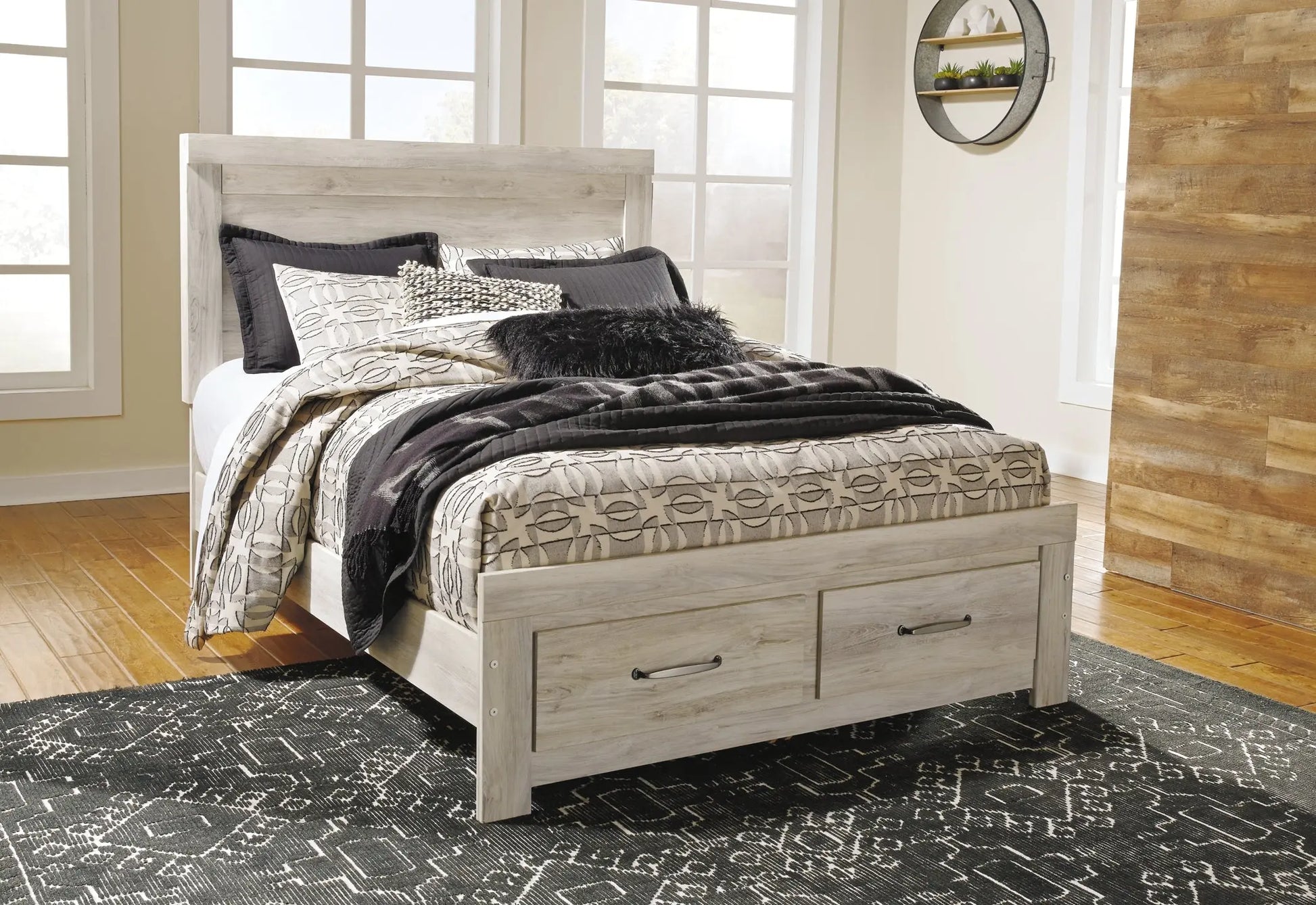 Bellaby Platform Bed With 2 Storage Drawers With Mirrored Dresser at Lee Furniture, NC