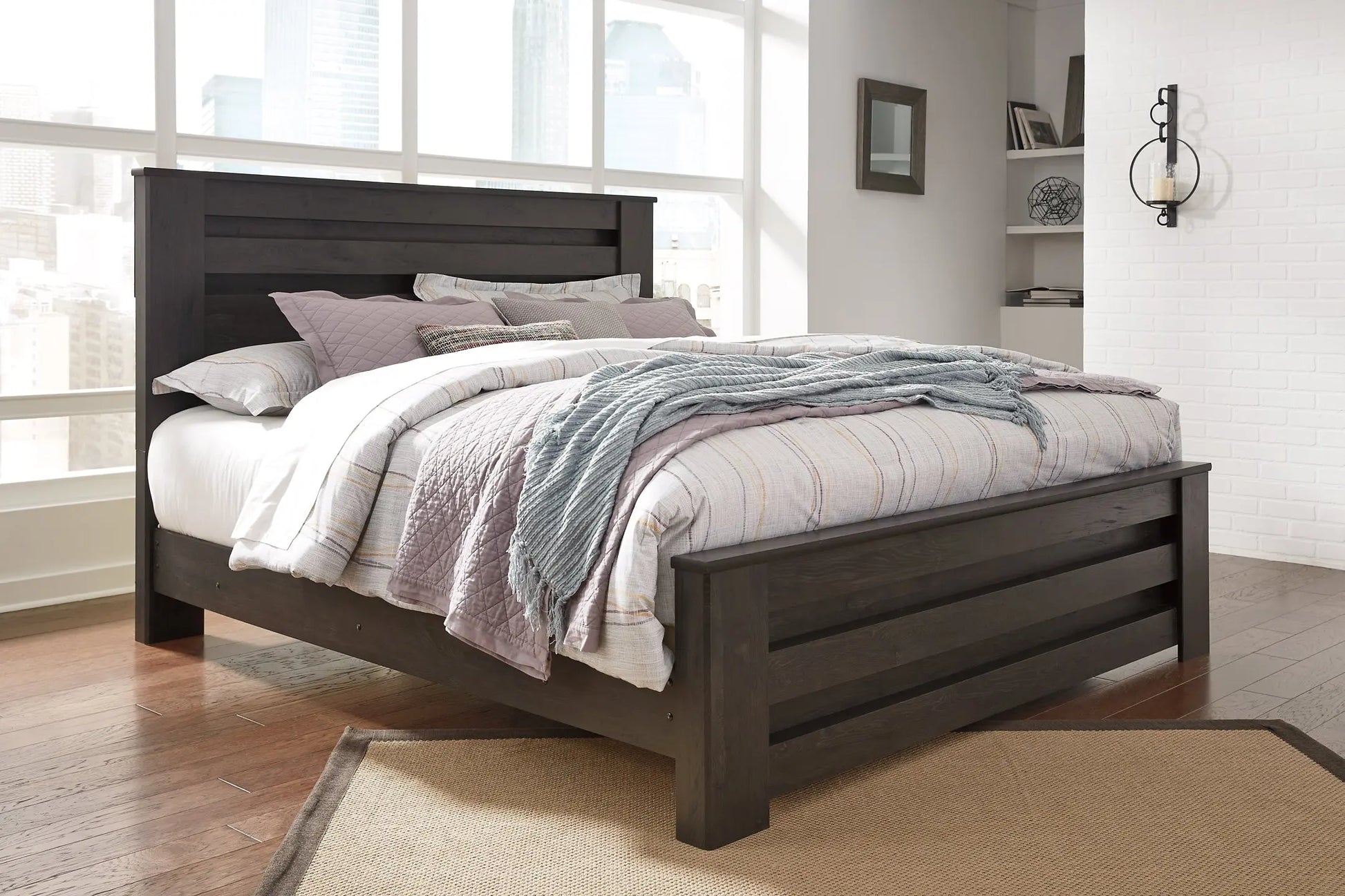 Brinxton King/California King Panel Headboard with Mirrored Dresser and Chest at Lee Furniture, NC