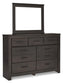 Brinxton King Panel Bed with Mirrored Dresser and Chest at Lee Furniture, NC
