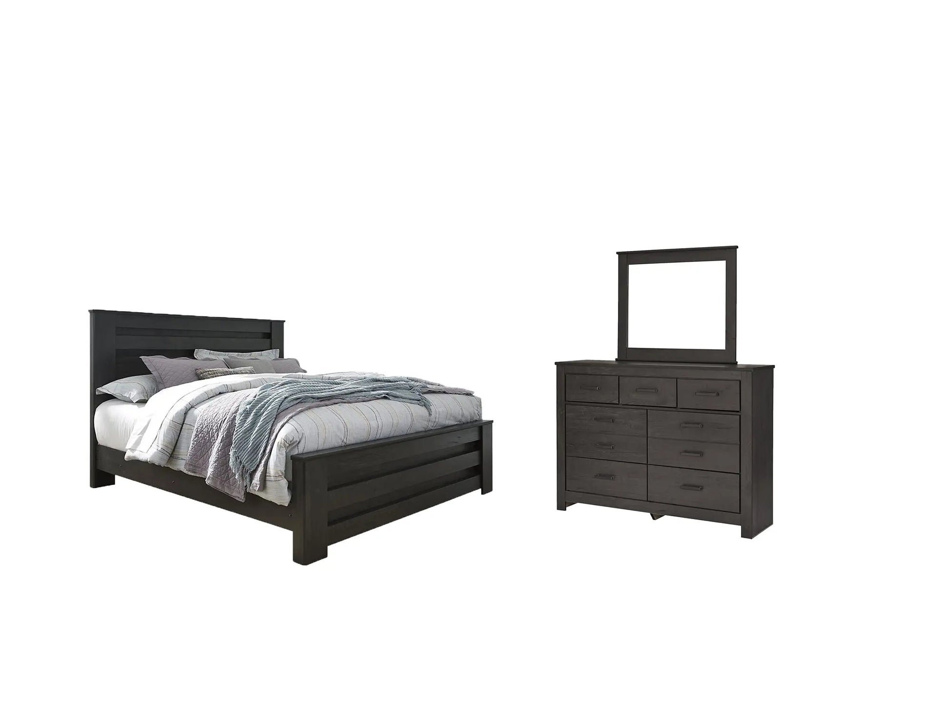Brinxton King Panel Bed with Mirrored Dresser at Lee Furniture, NC