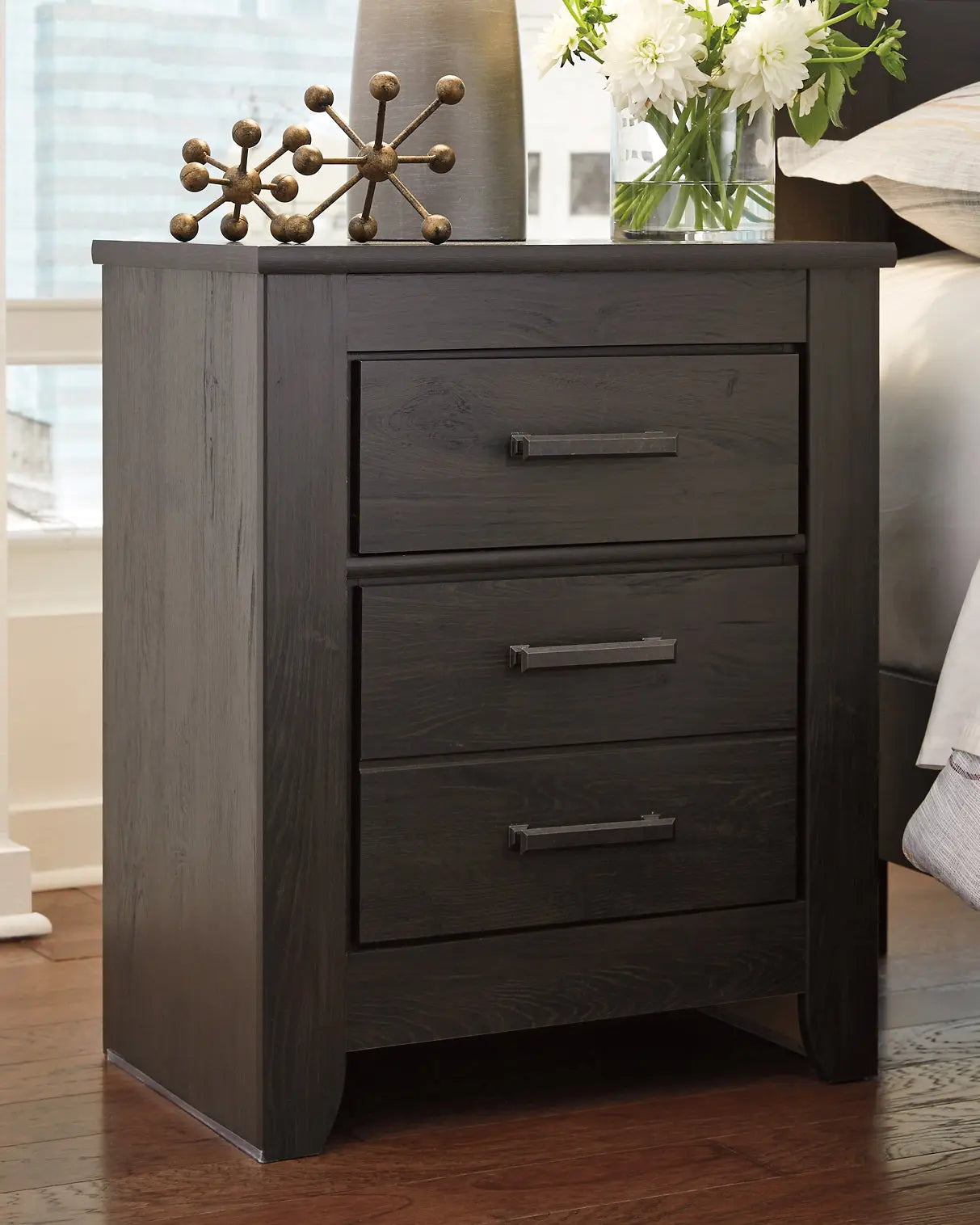 Brinxton Queen/Full Panel Headboard with Mirrored Dresser, Chest and Nightstand at Lee Furniture, NC