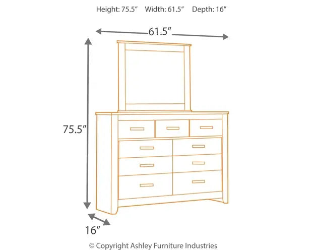 Brinxton Queen/Full Panel Headboard with Mirrored Dresser, Chest and Nightstand at Lee Furniture, NC