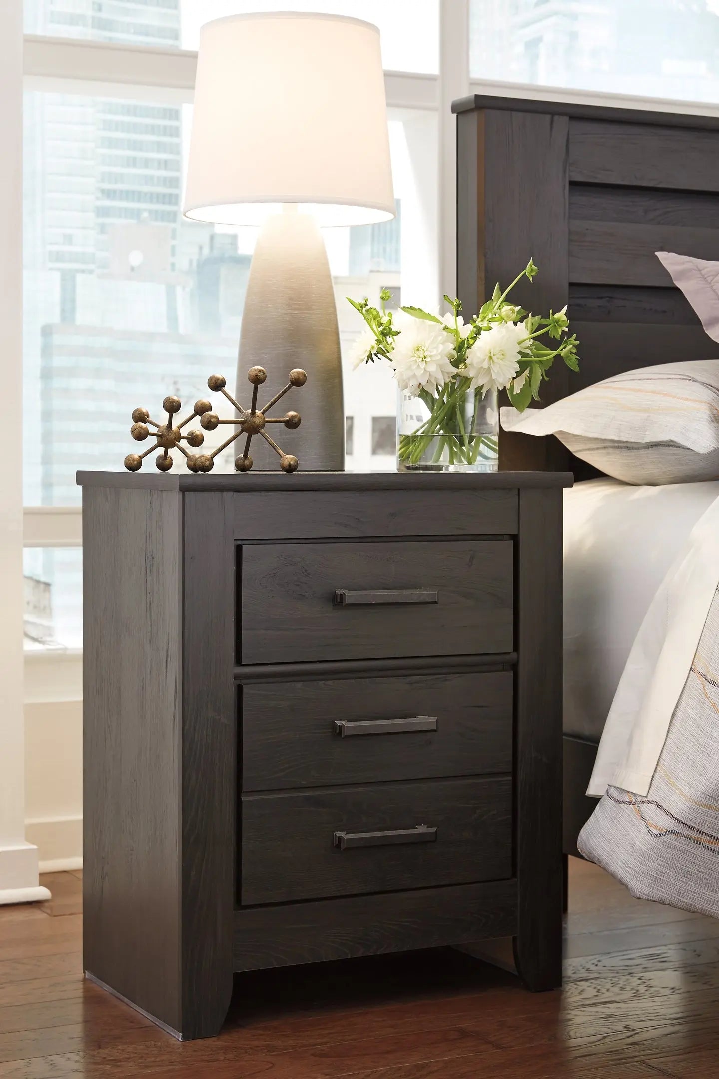Brinxton Queen Panel Bed with Mirrored Dresser, Chest and 2 Nightstands at Lee Furniture, NC