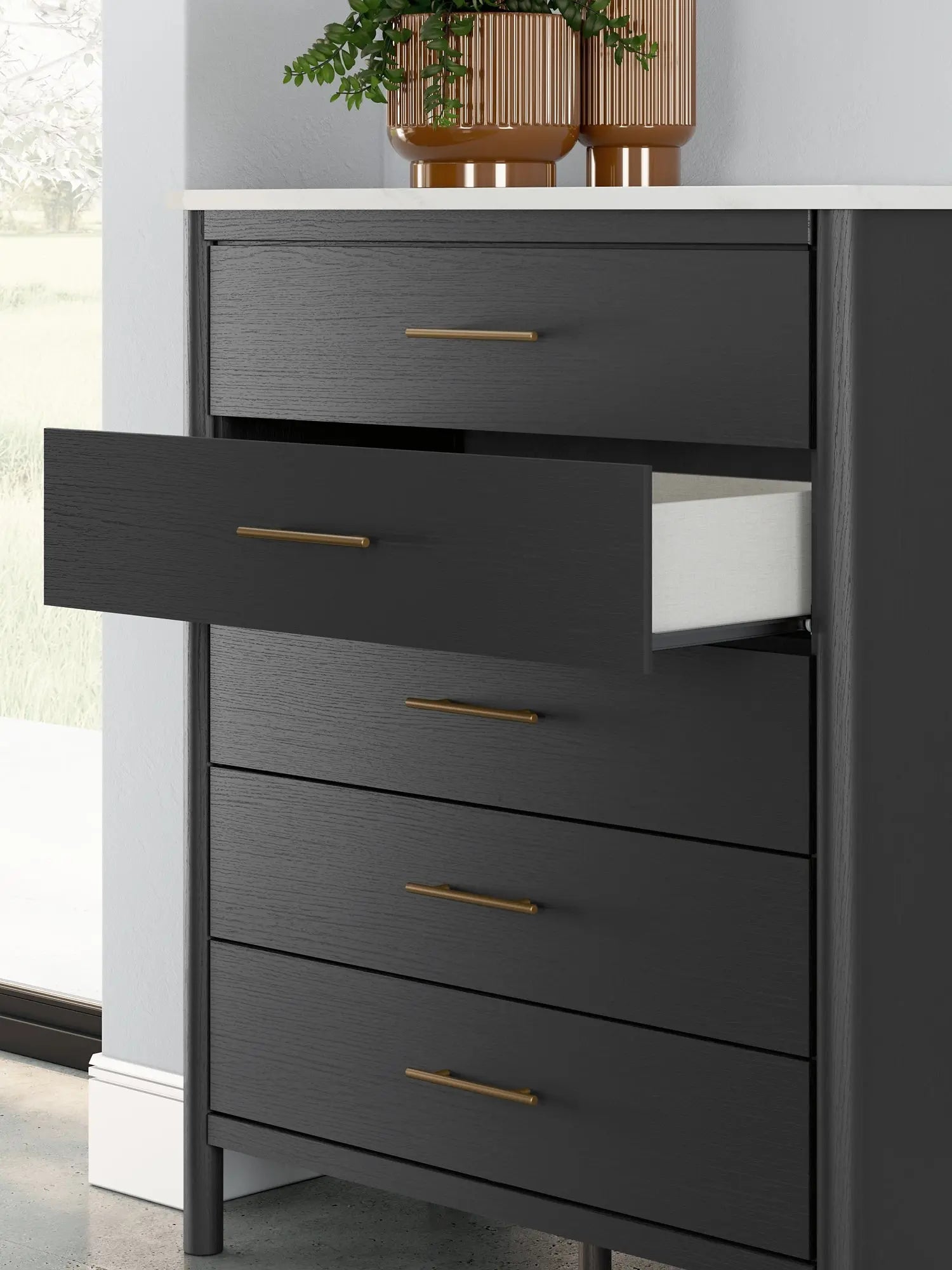 Cadmori Full Upholstered Bed with Mirrored Dresser, Chest and 2 Nightstands at Lee Furniture, NC