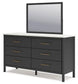 Cadmori Full Upholstered Bed with Mirrored Dresser, Chest and 2 Nightstands at Lee Furniture, NC