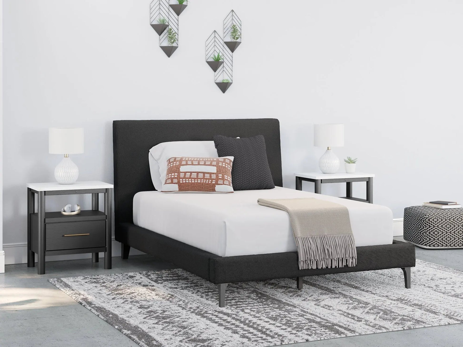 Cadmori Full Upholstered Bed with Mirrored Dresser, Chest and 2 Nightstands at Lee Furniture, NC