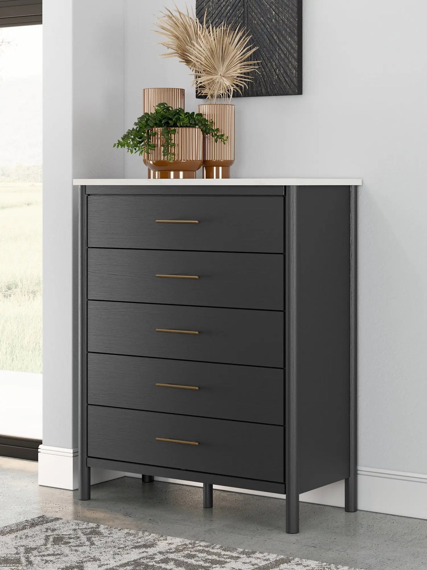 Cadmori Full Upholstered Bed with Mirrored Dresser, Chest and 2 Nightstands at Lee Furniture, NC