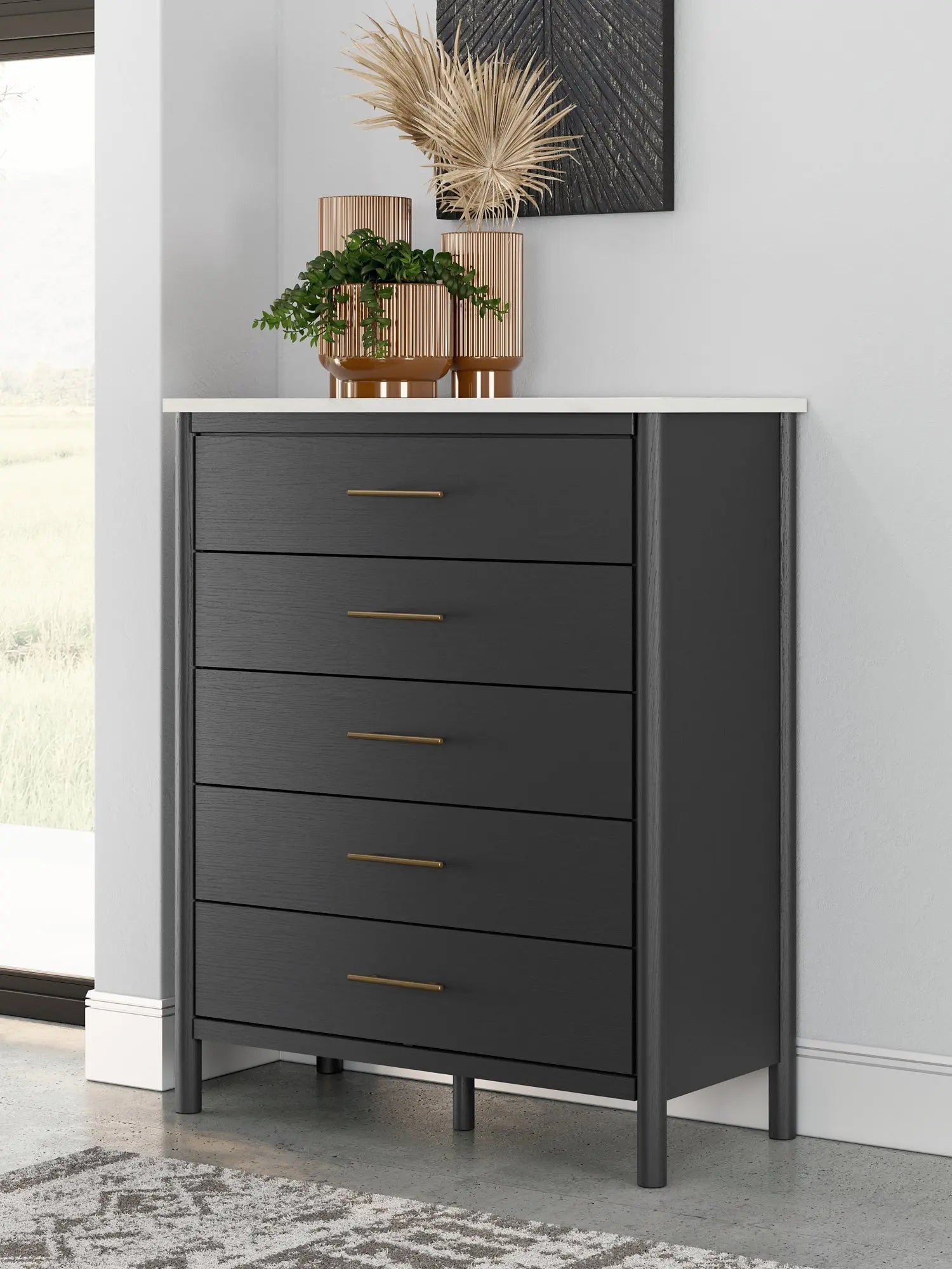 Cadmori Full Upholstered Bed with Mirrored Dresser, Chest and 2 Nightstands at Lee Furniture, NC