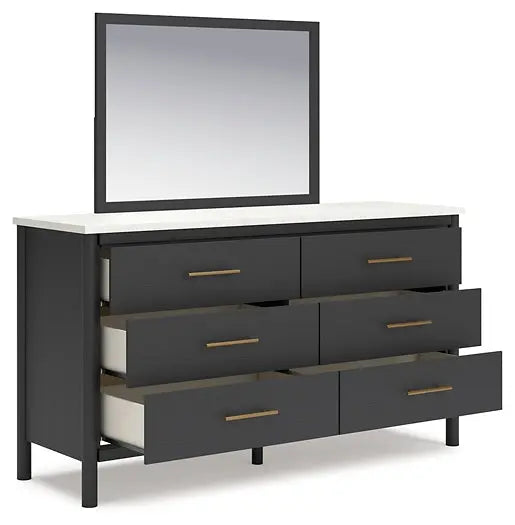 Cadmori Full Upholstered Bed with Mirrored Dresser, Chest and 2 Nightstands at Lee Furniture, NC