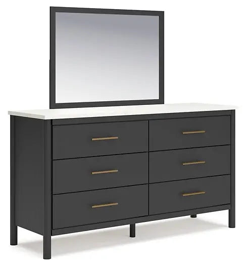 Cadmori Full Upholstered Bed with Mirrored Dresser and Chest at Lee Furniture, NC