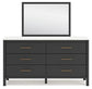 Cadmori Full Upholstered Bed with Mirrored Dresser and Chest at Lee Furniture, NC