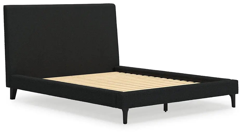 Cadmori Queen Upholstered Bed with Mirrored Dresser at Lee Furniture, NC