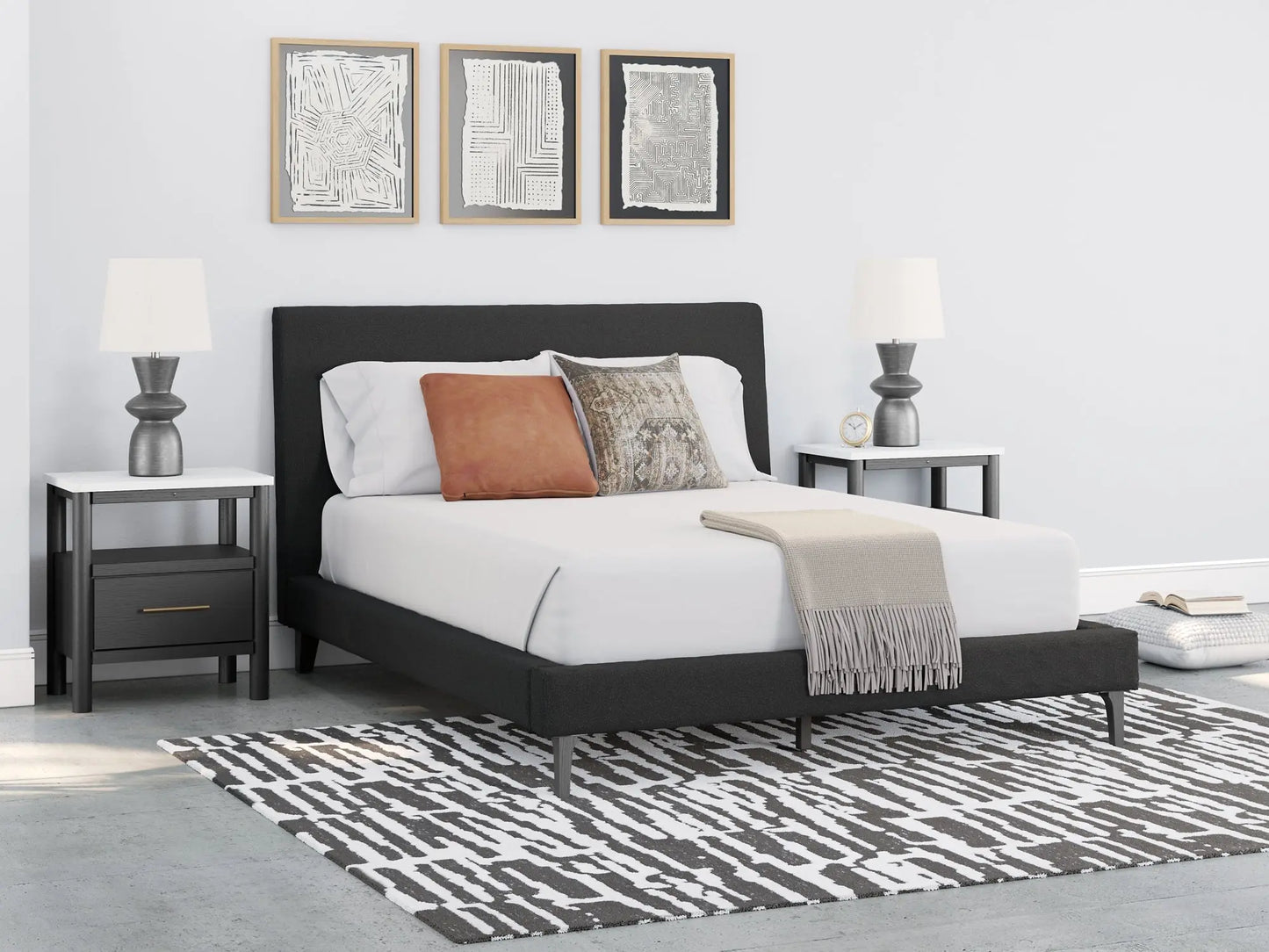 Cadmori Queen Upholstered Bed with Mirrored Dresser at Lee Furniture, NC