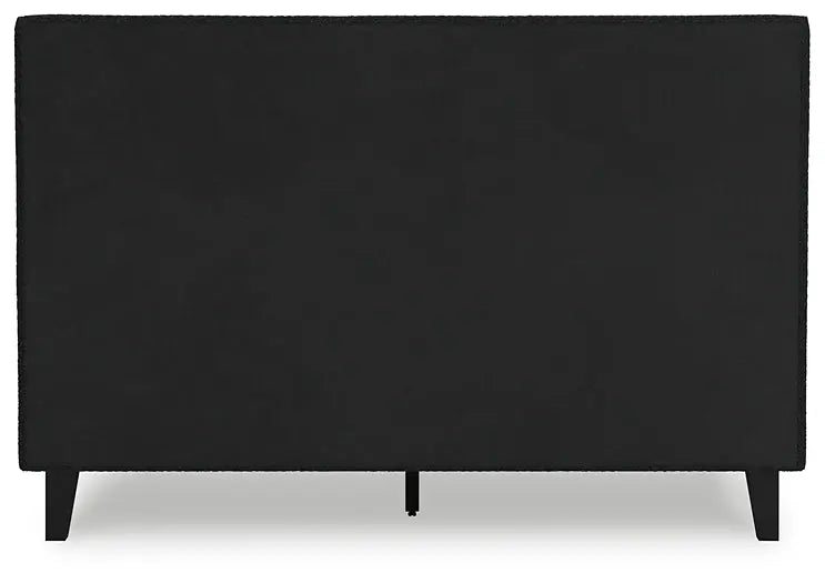 Cadmori Queen Upholstered Bed with Mirrored Dresser at Lee Furniture, NC