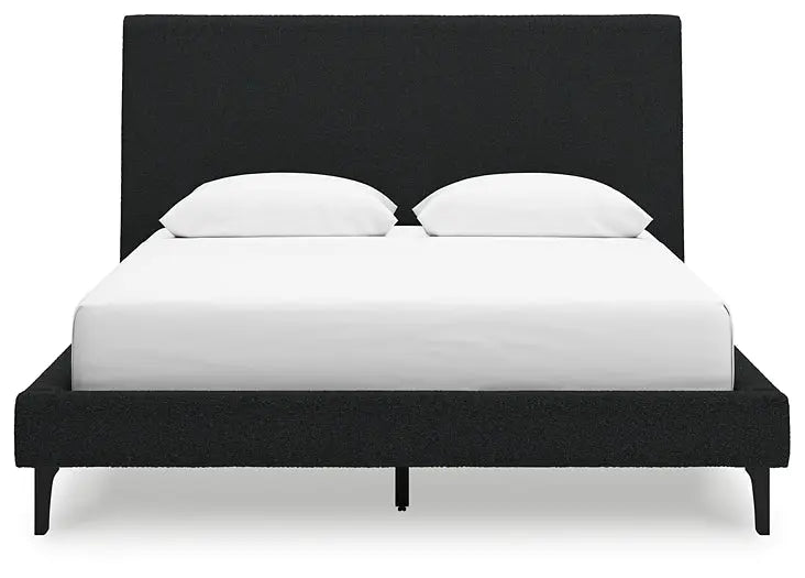 Cadmori Queen Upholstered Bed with Mirrored Dresser at Lee Furniture, NC