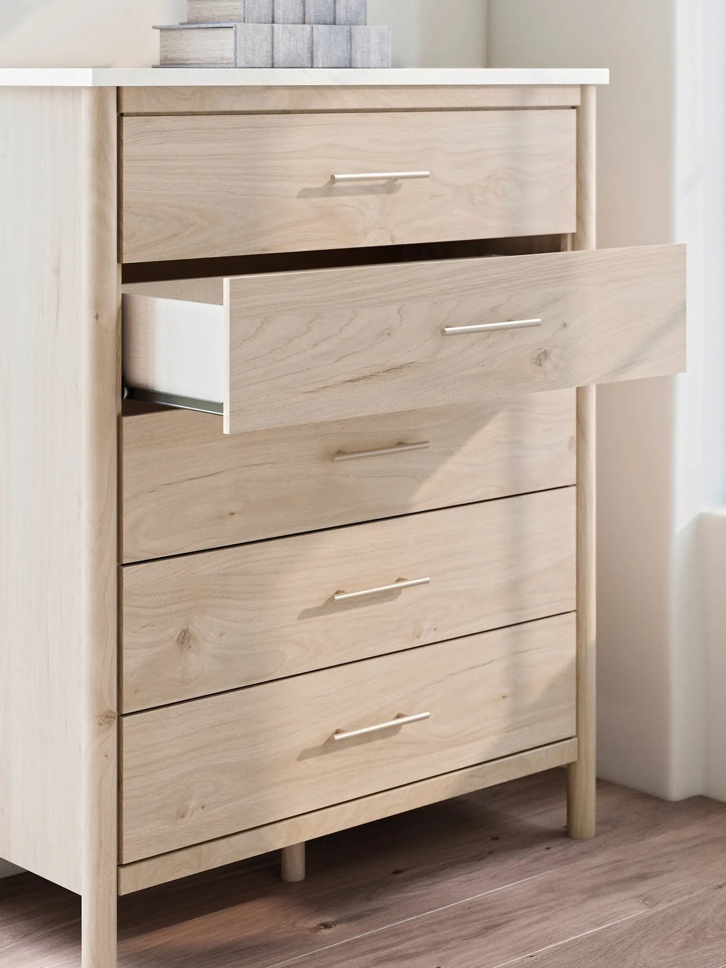 Cadmori Queen Upholstered Panel Bed with Mirrored Dresser, Chest and 2 Nightstands at Lee Furniture, NC