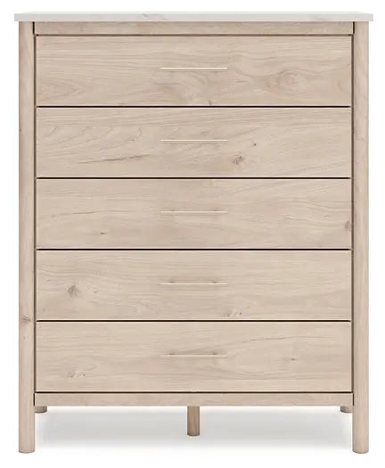 Cadmori Queen Upholstered Panel Bed with Mirrored Dresser, Chest and 2 Nightstands at Lee Furniture, NC