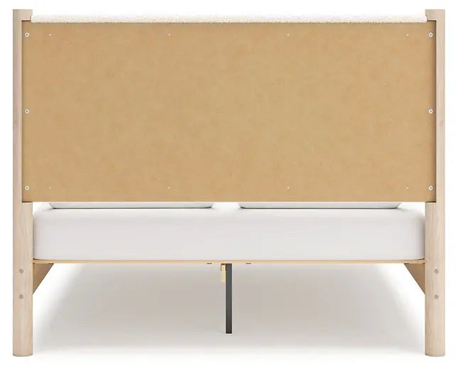 Cadmori Queen Upholstered Panel Bed with Mirrored Dresser, Chest and 2 Nightstands at Lee Furniture, NC