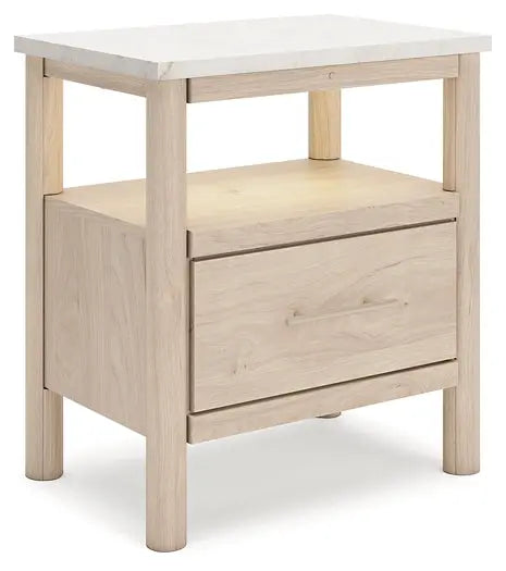 Cadmori Queen Upholstered Panel Bed with Mirrored Dresser, Chest and 2 Nightstands at Lee Furniture, NC