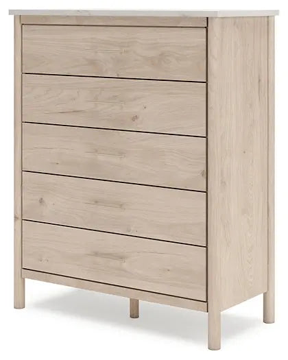 Cadmori Queen Upholstered Panel Bed with Mirrored Dresser, Chest and 2 Nightstands at Lee Furniture, NC