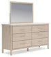 Cadmori Queen Upholstered Panel Bed with Mirrored Dresser, Chest and 2 Nightstands at Lee Furniture, NC