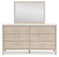 Cadmori Queen Upholstered Panel Bed with Mirrored Dresser, Chest and 2 Nightstands at Lee Furniture, NC