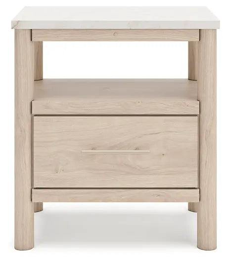 Cadmori Queen Upholstered Panel Bed with Mirrored Dresser, Chest and 2 Nightstands at Lee Furniture, NC