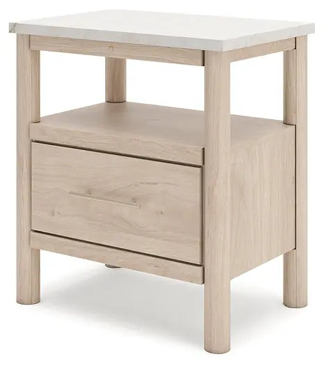 Cadmori Queen Upholstered Panel Bed with Mirrored Dresser, Chest and 2 Nightstands at Lee Furniture, NC