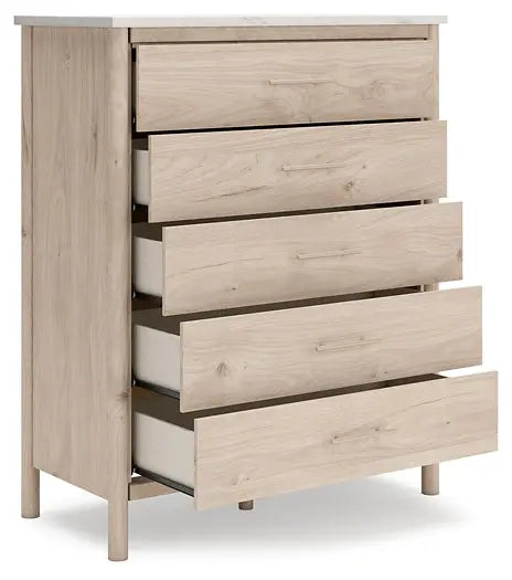 Cadmori Queen Upholstered Panel Bed with Mirrored Dresser, Chest and 2 Nightstands at Lee Furniture, NC